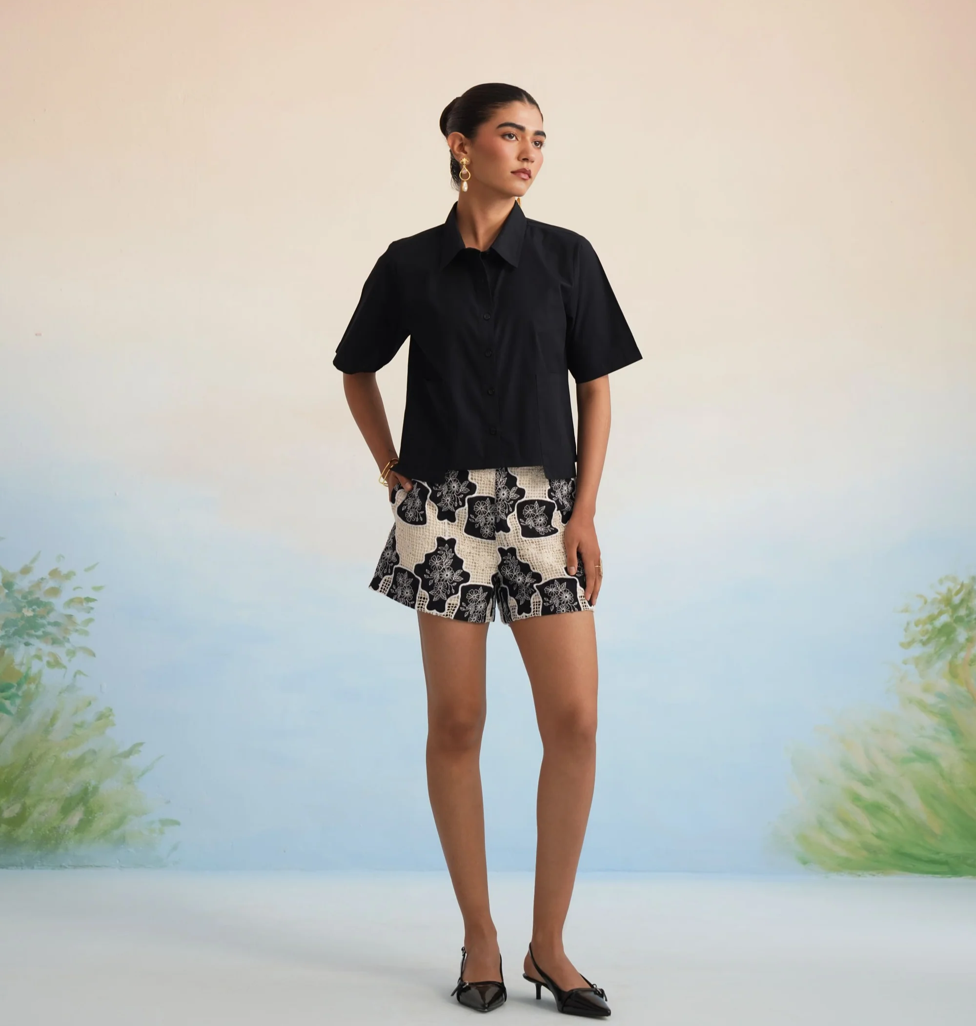 Bulevar Blossom - The Onyx Motif Shirt & Short Set