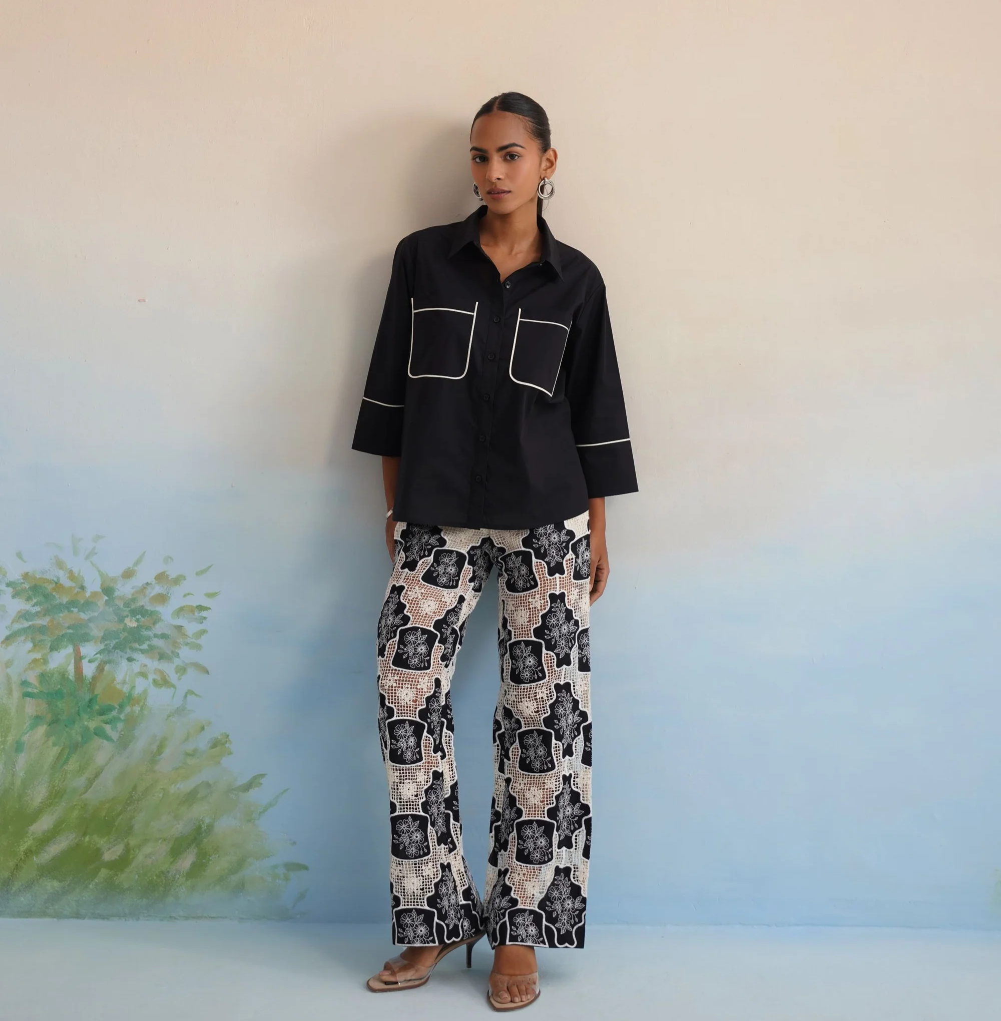 Bulevar Blossom - The Onyx Motif Contrast Pant Set