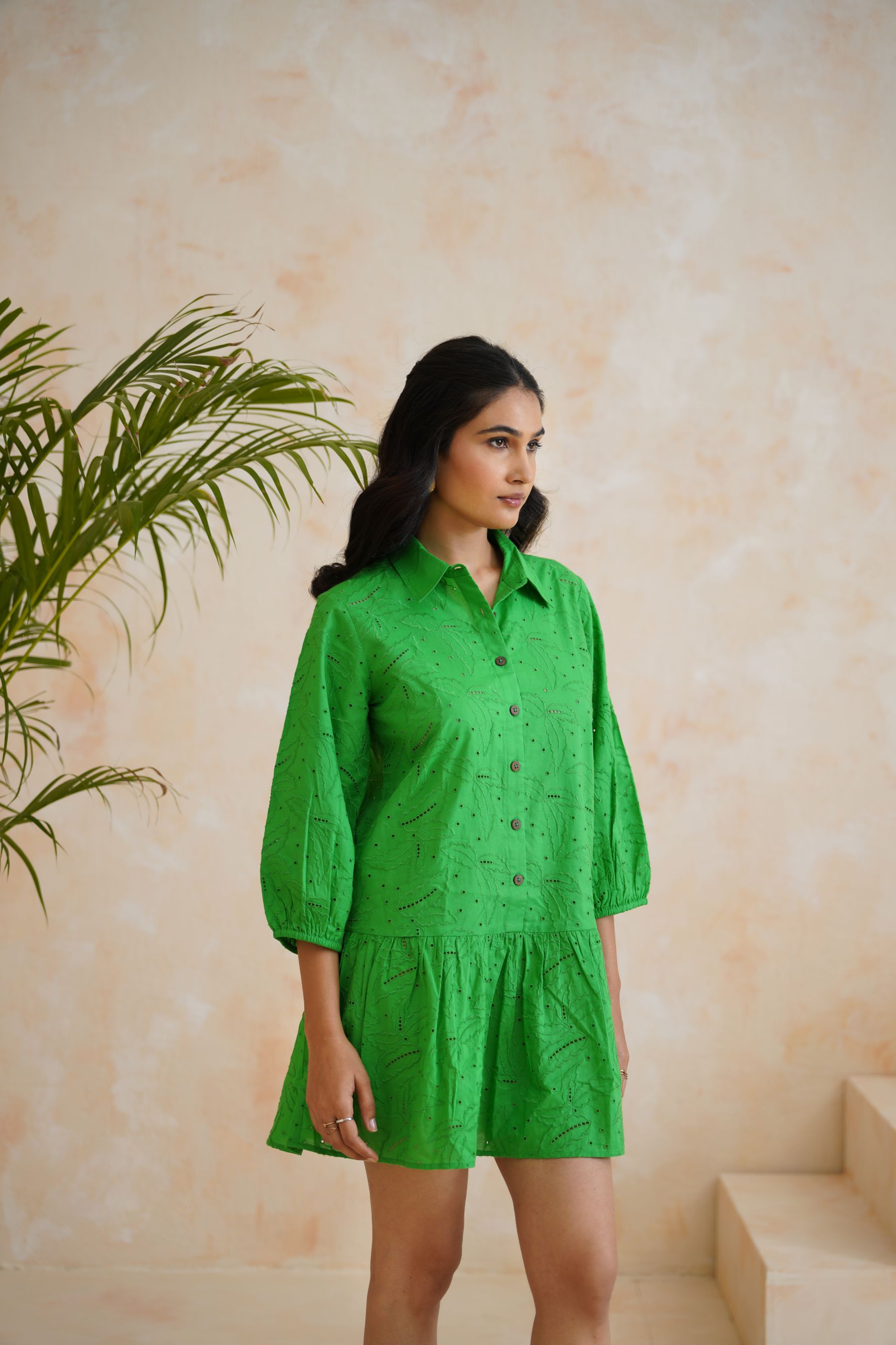 Meadow Breeze Schiffli Green Dress