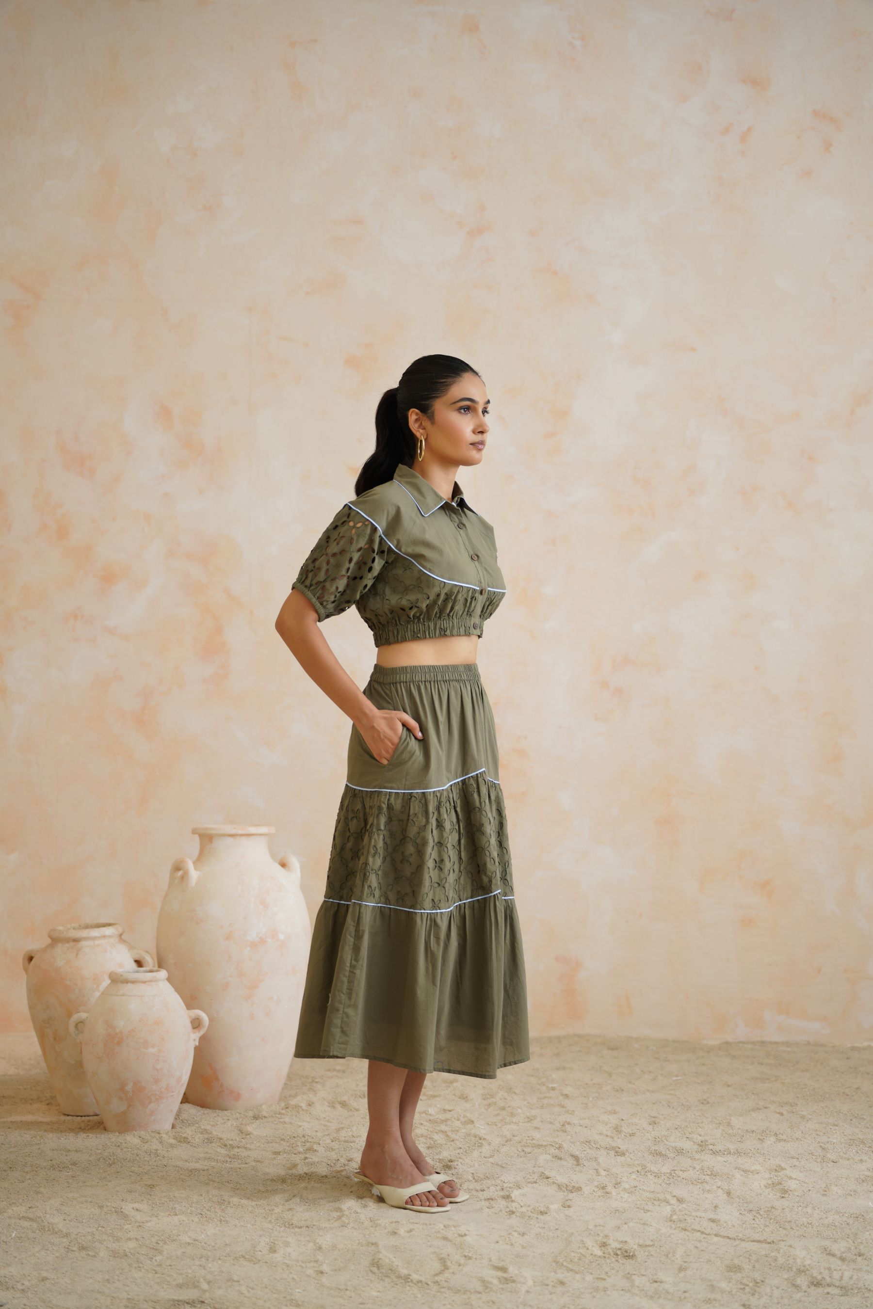 Olive Thread Co-Ord Set