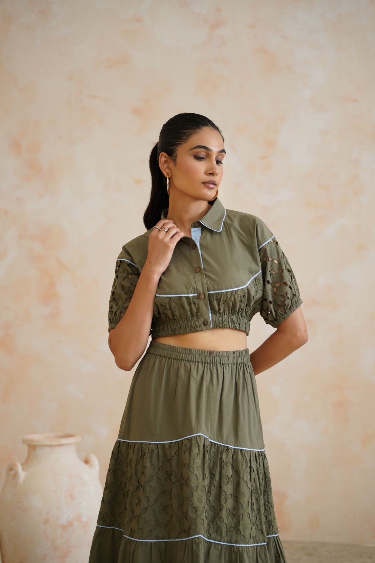 Olive Thread Co-Ord Set