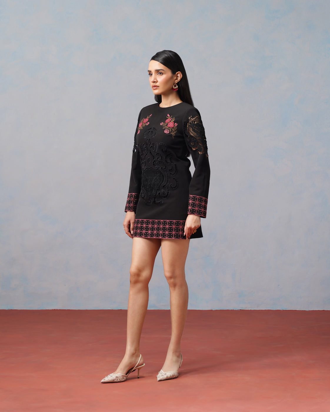 The Lumière Edit - The Rosalind Cutwork & Embroidered Shift Mini Dress