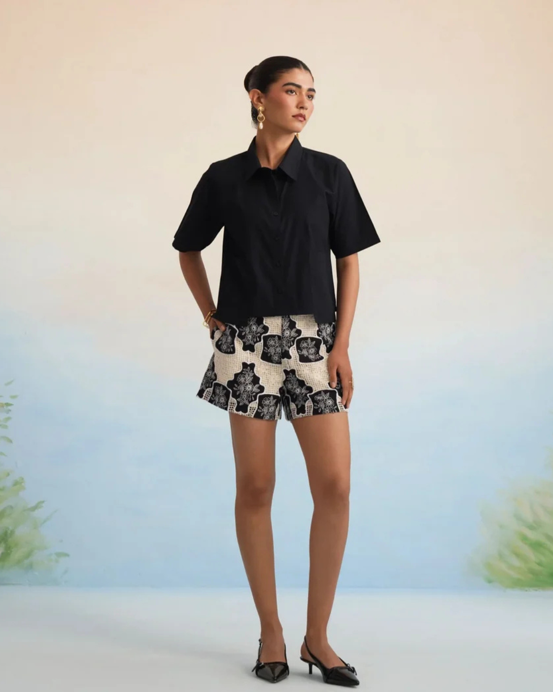 Bulevar Blossom - The Onyx Motif Shirt & Short Set