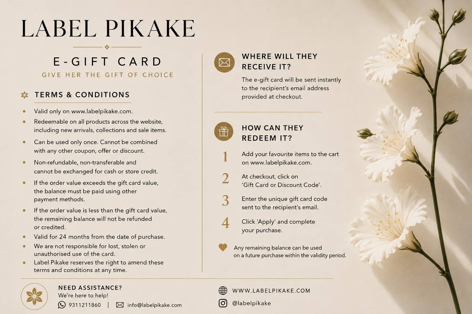 The Label Pikake E-Gift Card