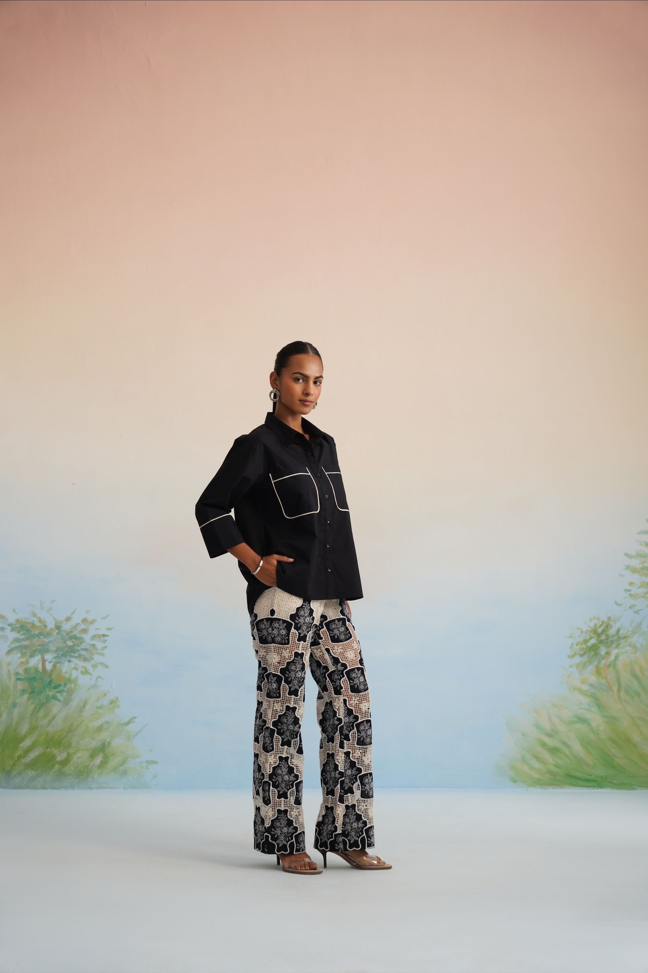 The Midnight Bloom Lattice Trousers