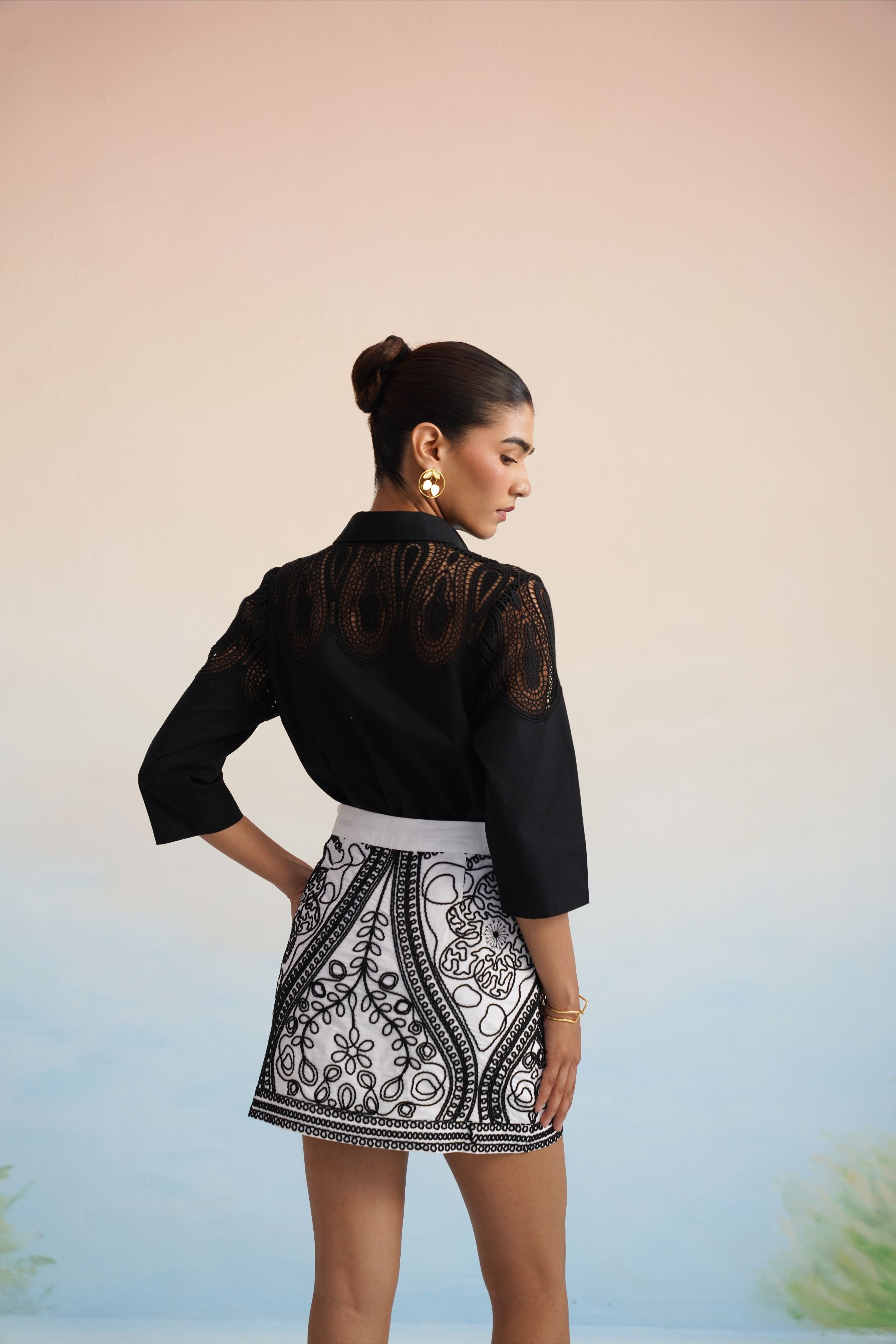 The Noir Vine Embroidered Mini Skirt