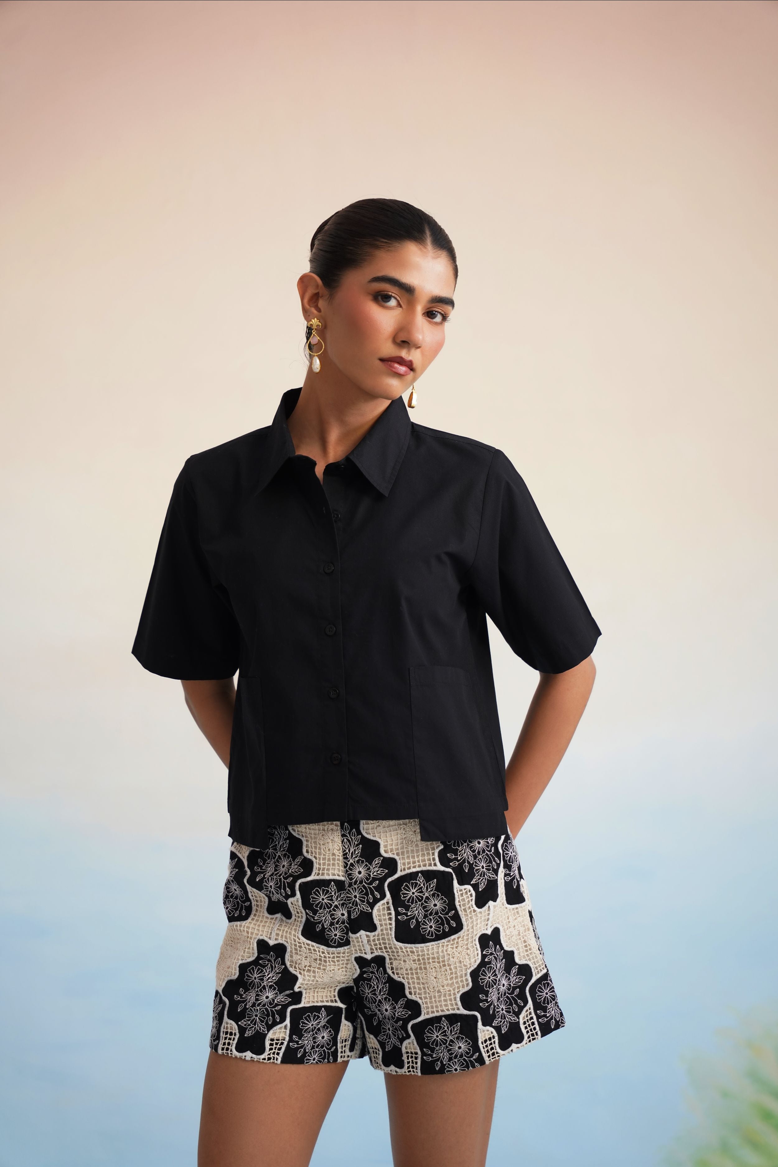 Midnight Bloom Lattice Shorts