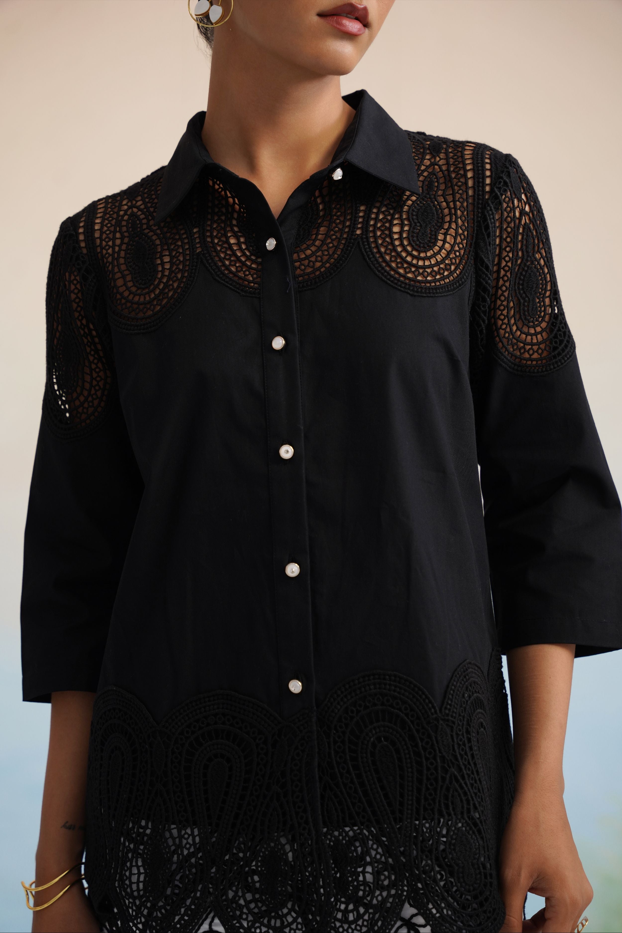 The Noir Elegance Lace Shirt