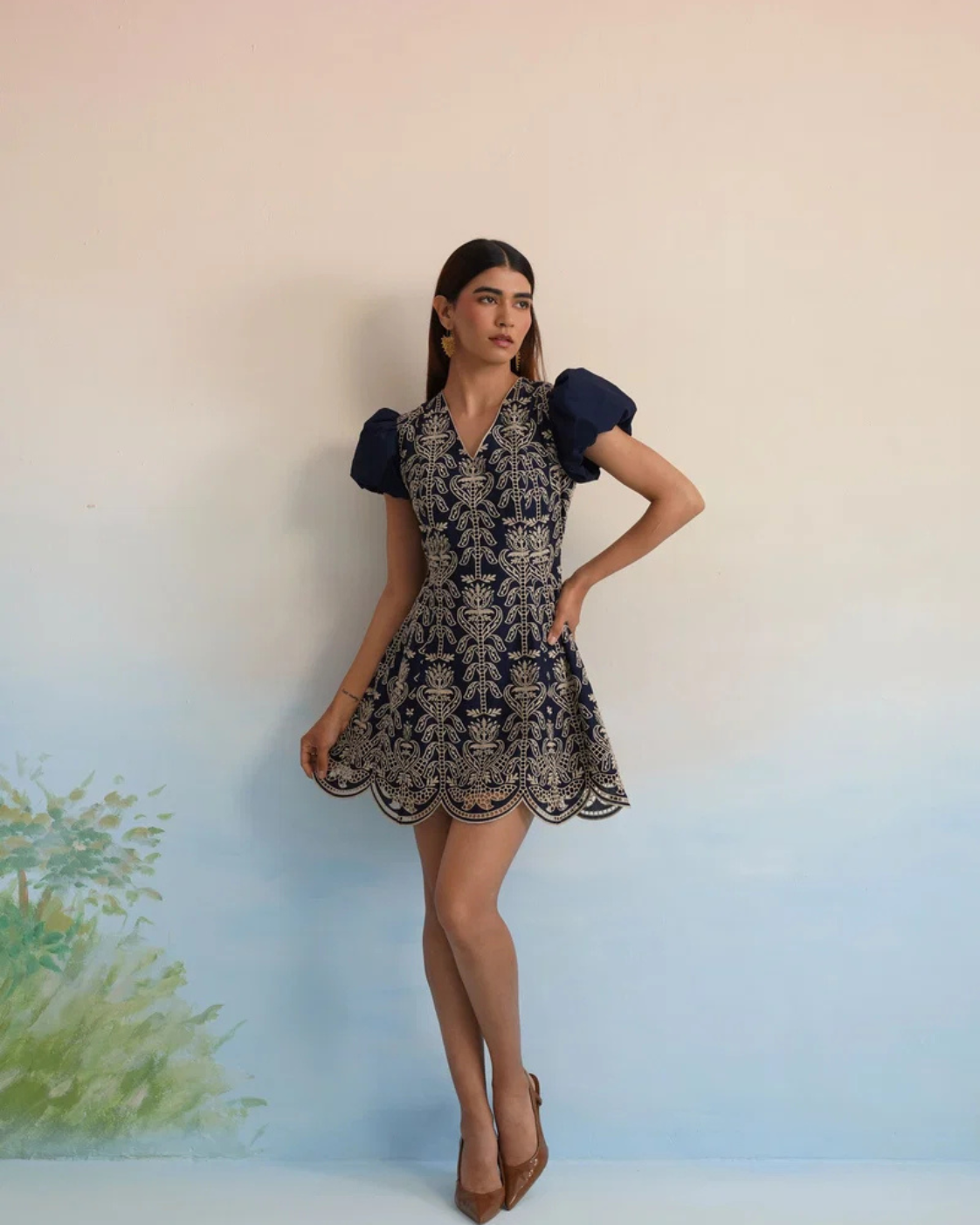 The Midnight Fleur Embroidered Mini Dress