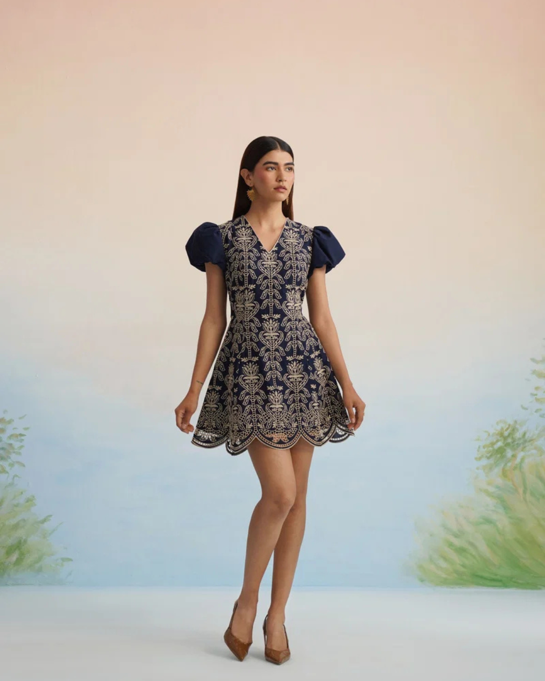 The Midnight Fleur Embroidered Mini Dress | 24-Hr Dispatch