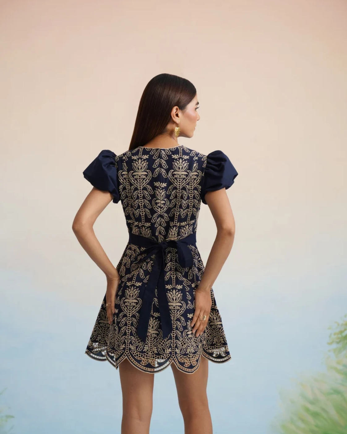 The Midnight Fleur Embroidered Mini Dress