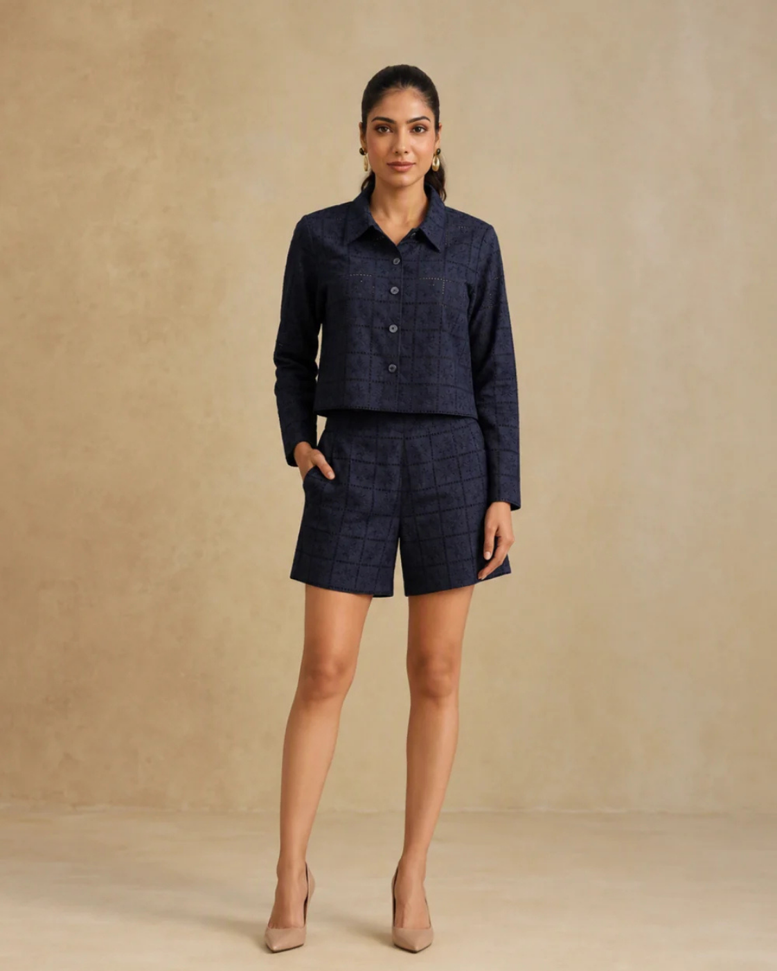 The Amalfi Navy Textured Co-ord Set | 24-Hr Dispatch