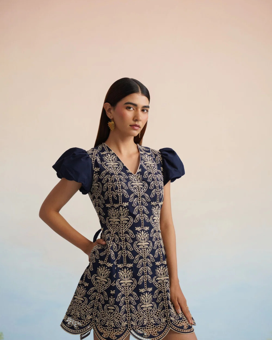 The Midnight Fleur Embroidered Mini Dress | 24-Hr Dispatch