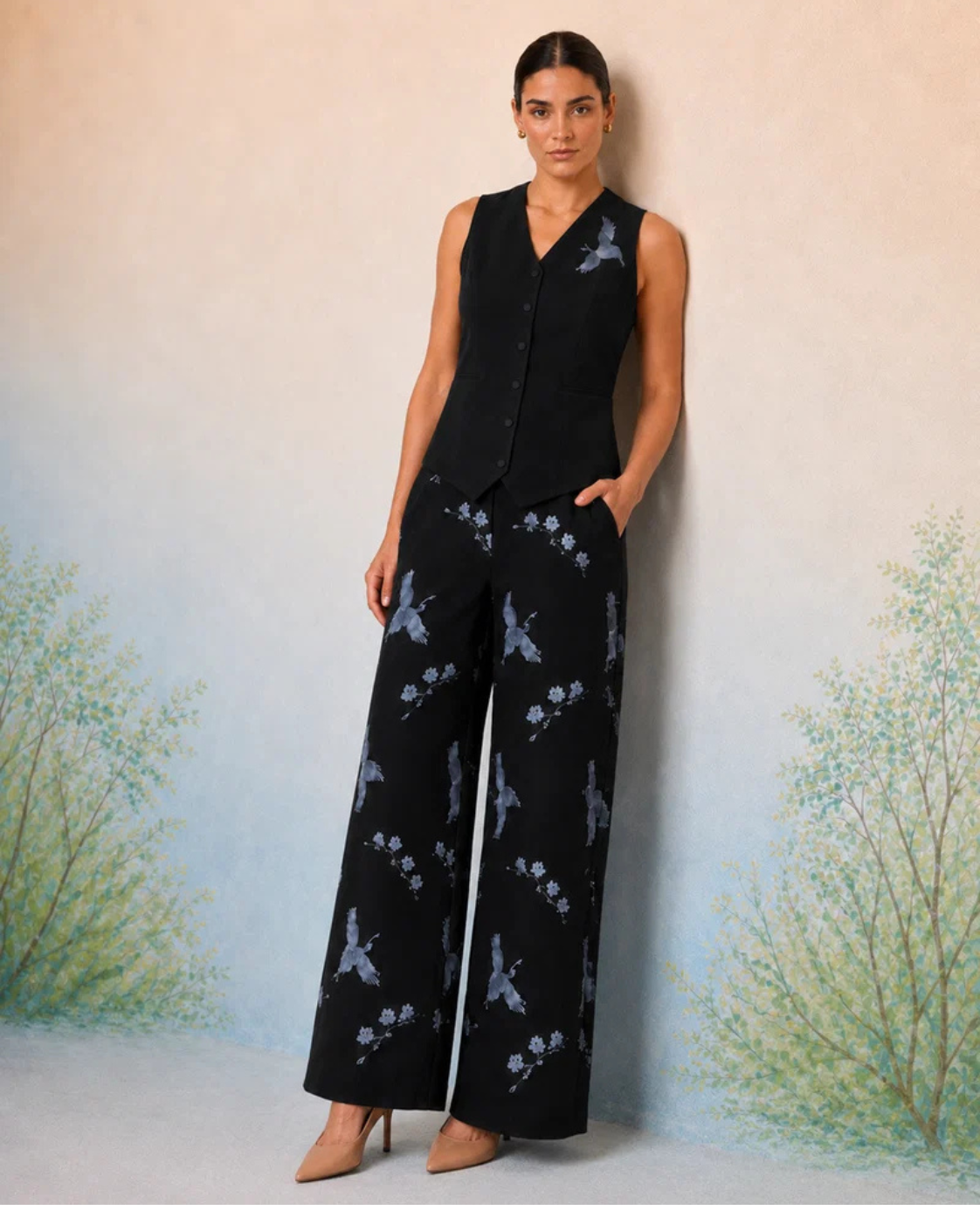 Bulevar Blossom - The Orion Noir Crane Vest Set