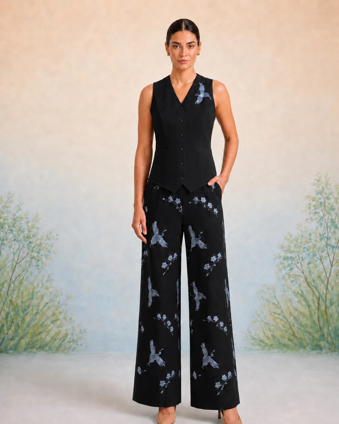 Bulevar Blossom - The Orion Noir Crane Vest Set