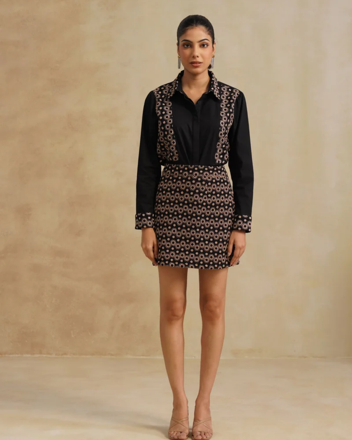 The Petra Black Medallion Skirt Set