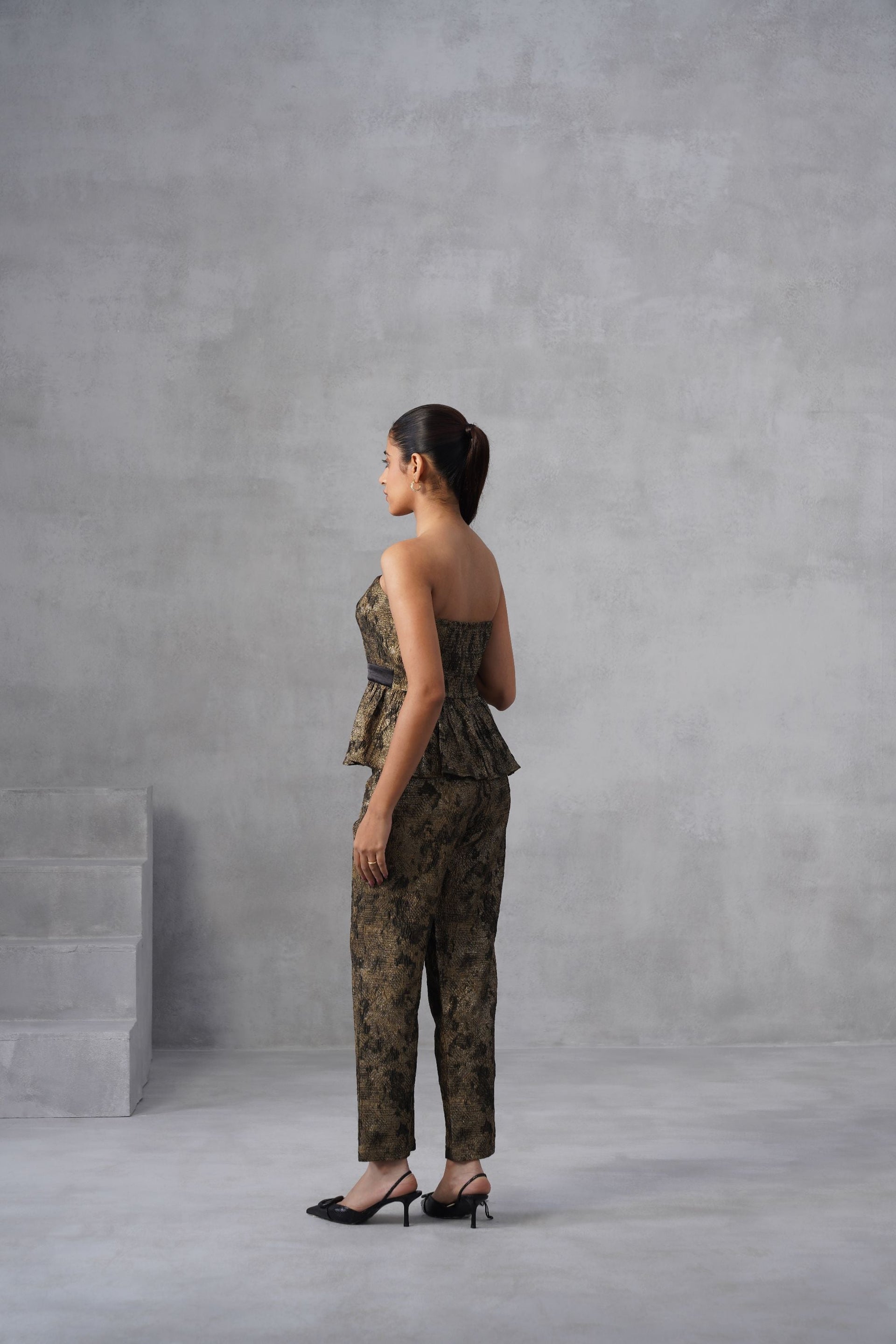 Midnight Bronze Peplum Co-ord Set - Without Blazer