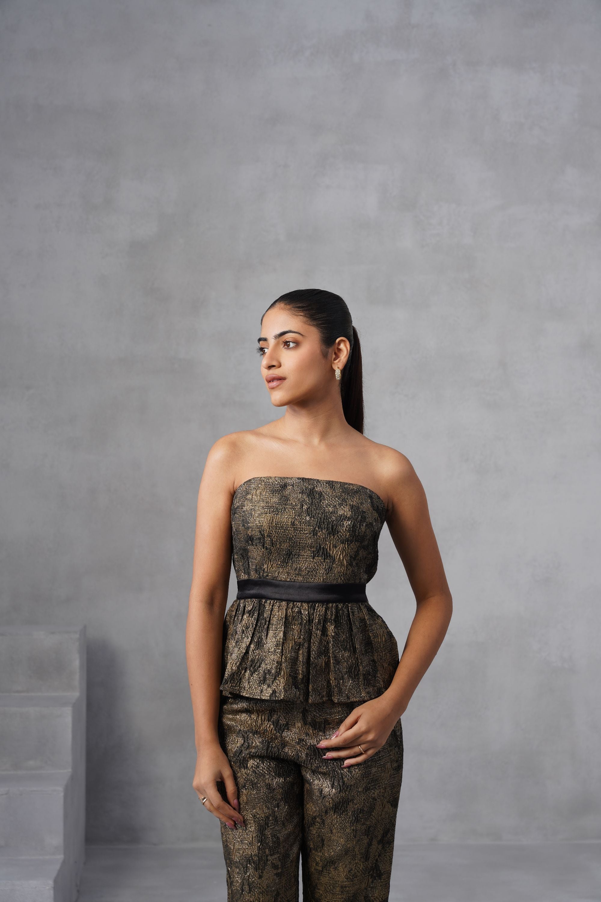 Midnight Bronze Peplum Co-ord Set