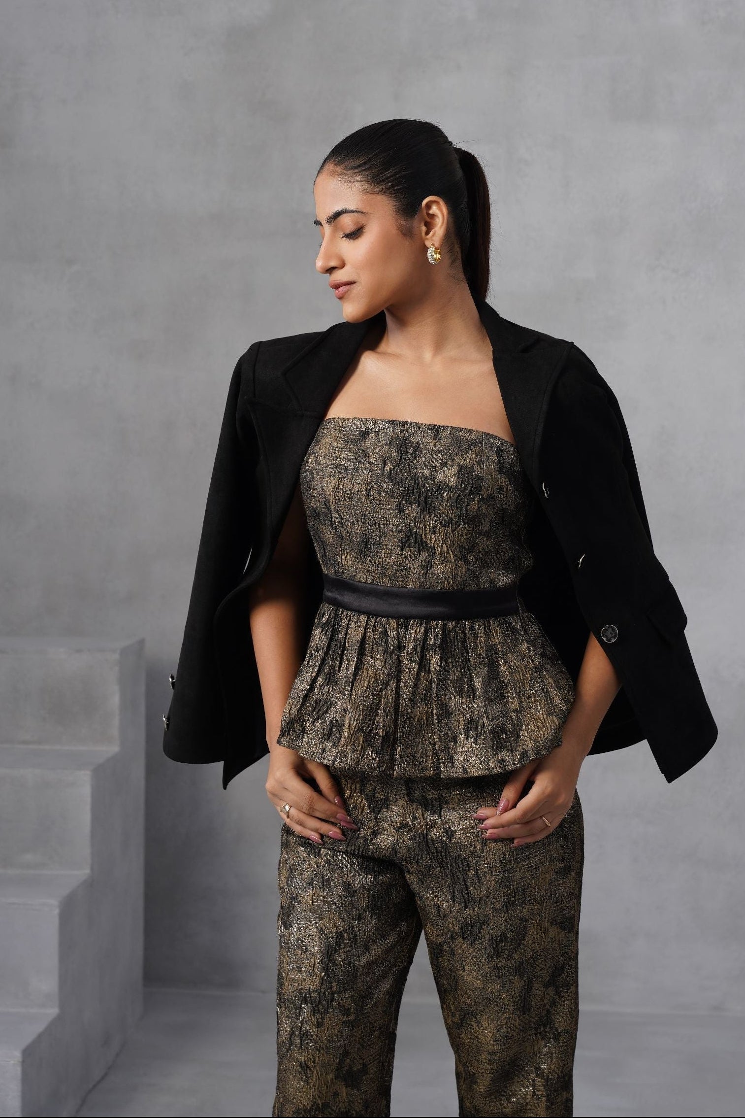 Midnight Bronze Peplum Co-ord Set