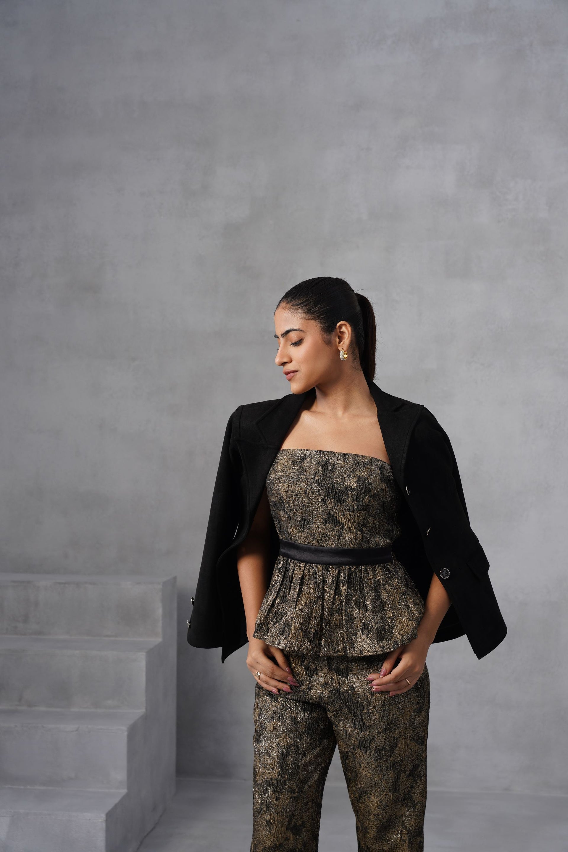 Midnight Bronze Peplum Co-ord Set