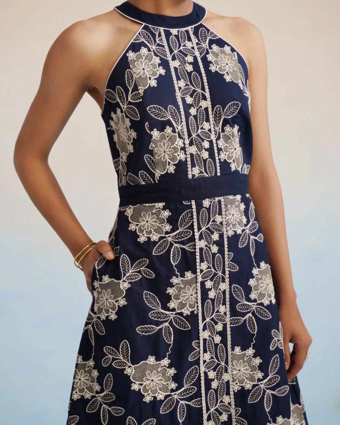 The Midnight Flora Halter Midi Dress | 24-Hr Dispatch