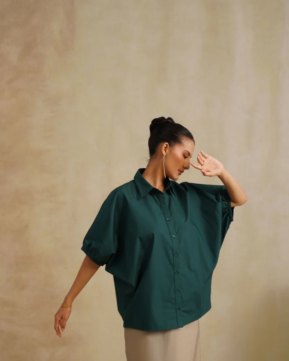 The Eden Emerald & Sand Embroidered Skirt Set