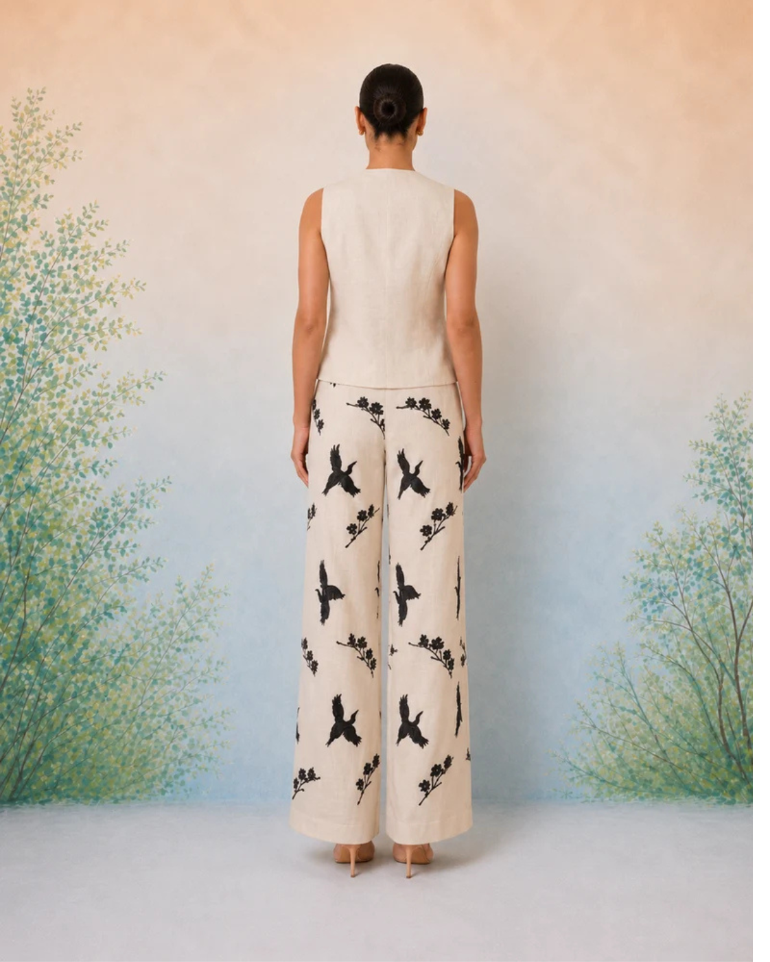 The Artemis Ivory Crane Vest Set
