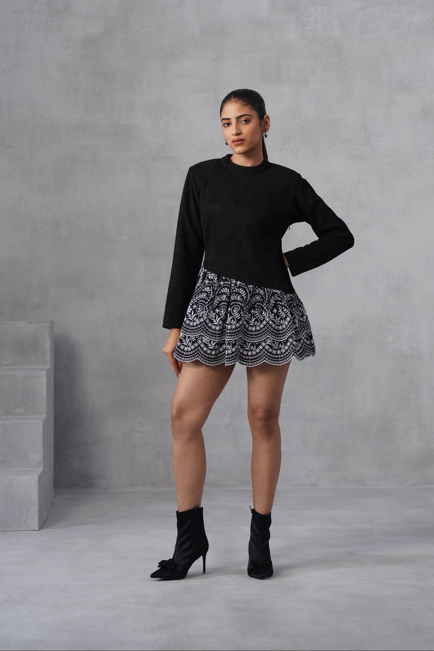 The Noir Filigree Mini Dress
