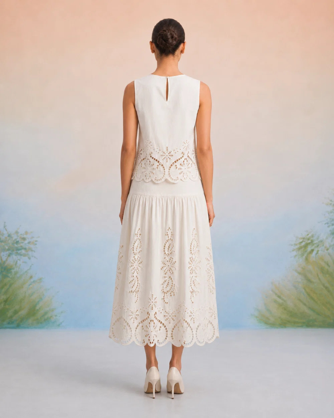 The Verona Ivory Cutwork Skirt Set | 24-Hr Dispatch