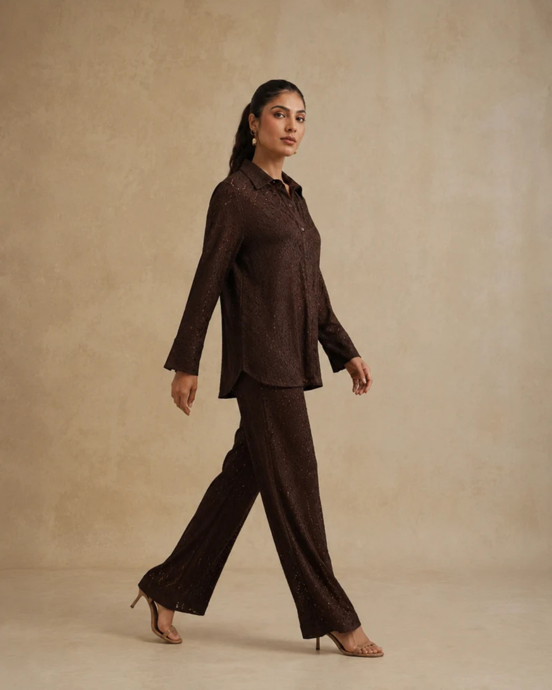 The Havana Espresso Raschel Shirt Set
