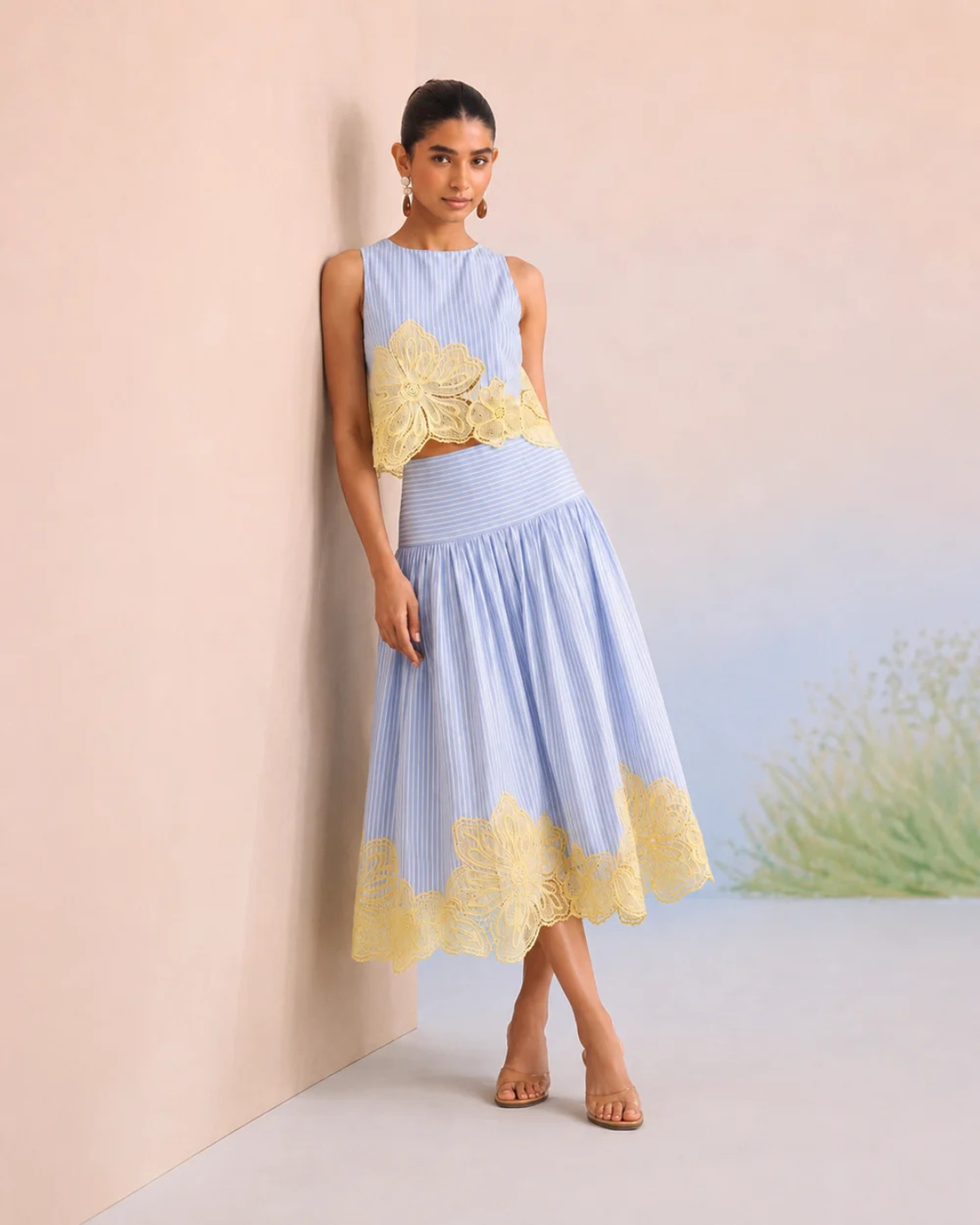 Bulevar Blossom - The Amalfi Striped & Lemon Appliqué Skirt Set