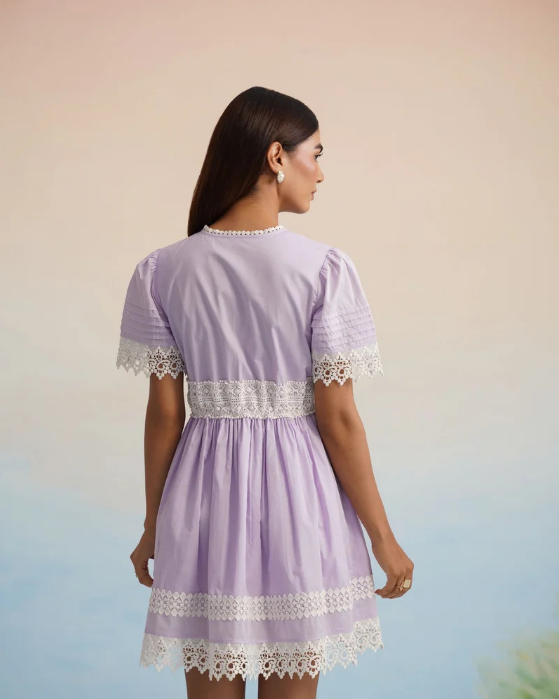 The Lilac Whisper Lace Button-Down Mini Dress