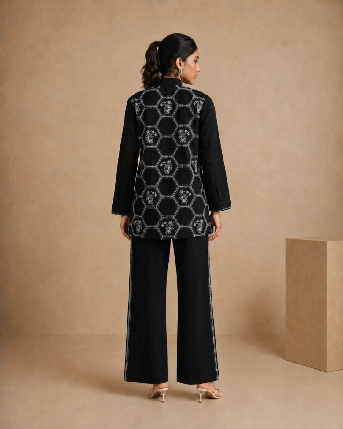 The Onyx Geometric Floral Shirt Set