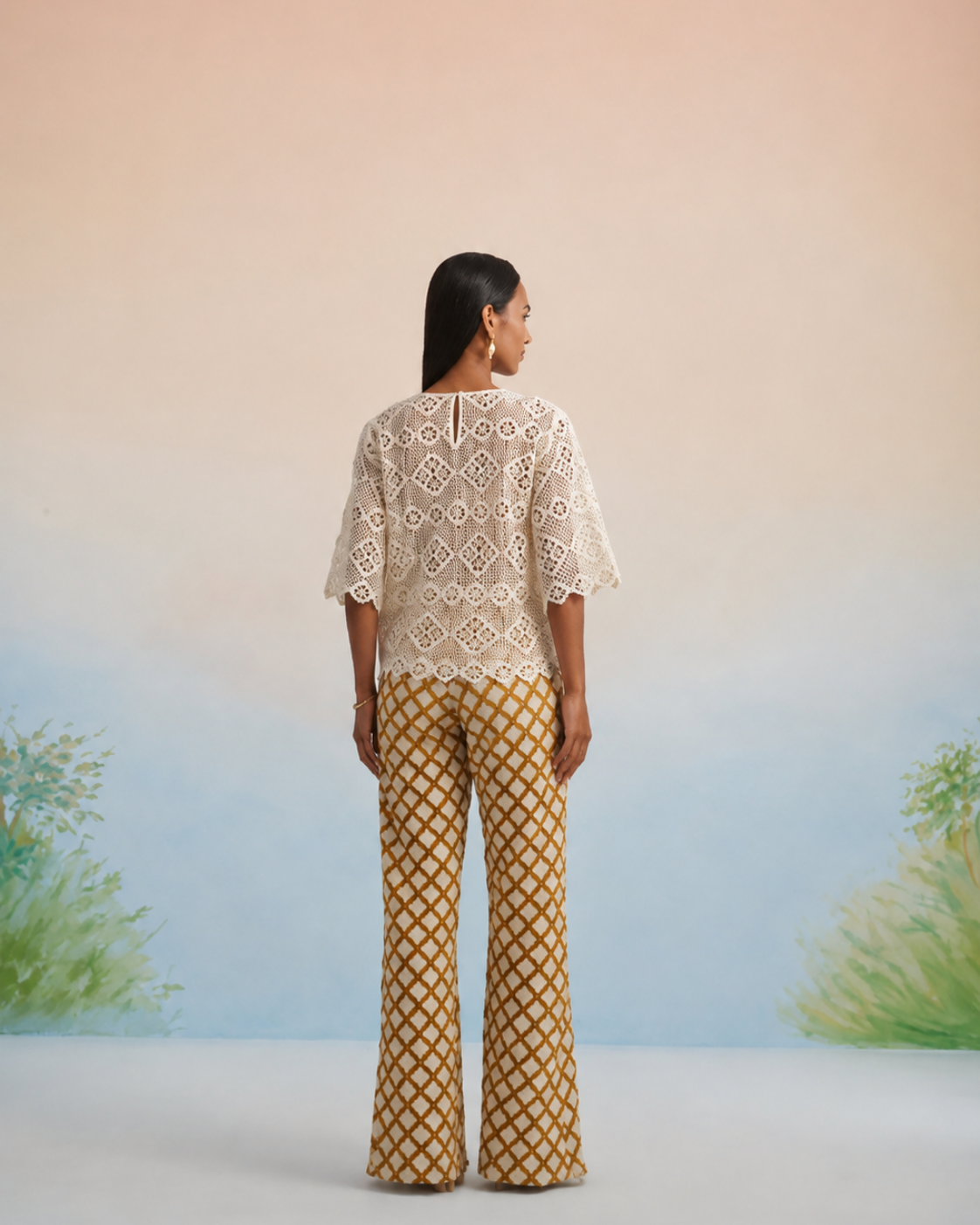 The Sienna Geometric Lace Pant Set