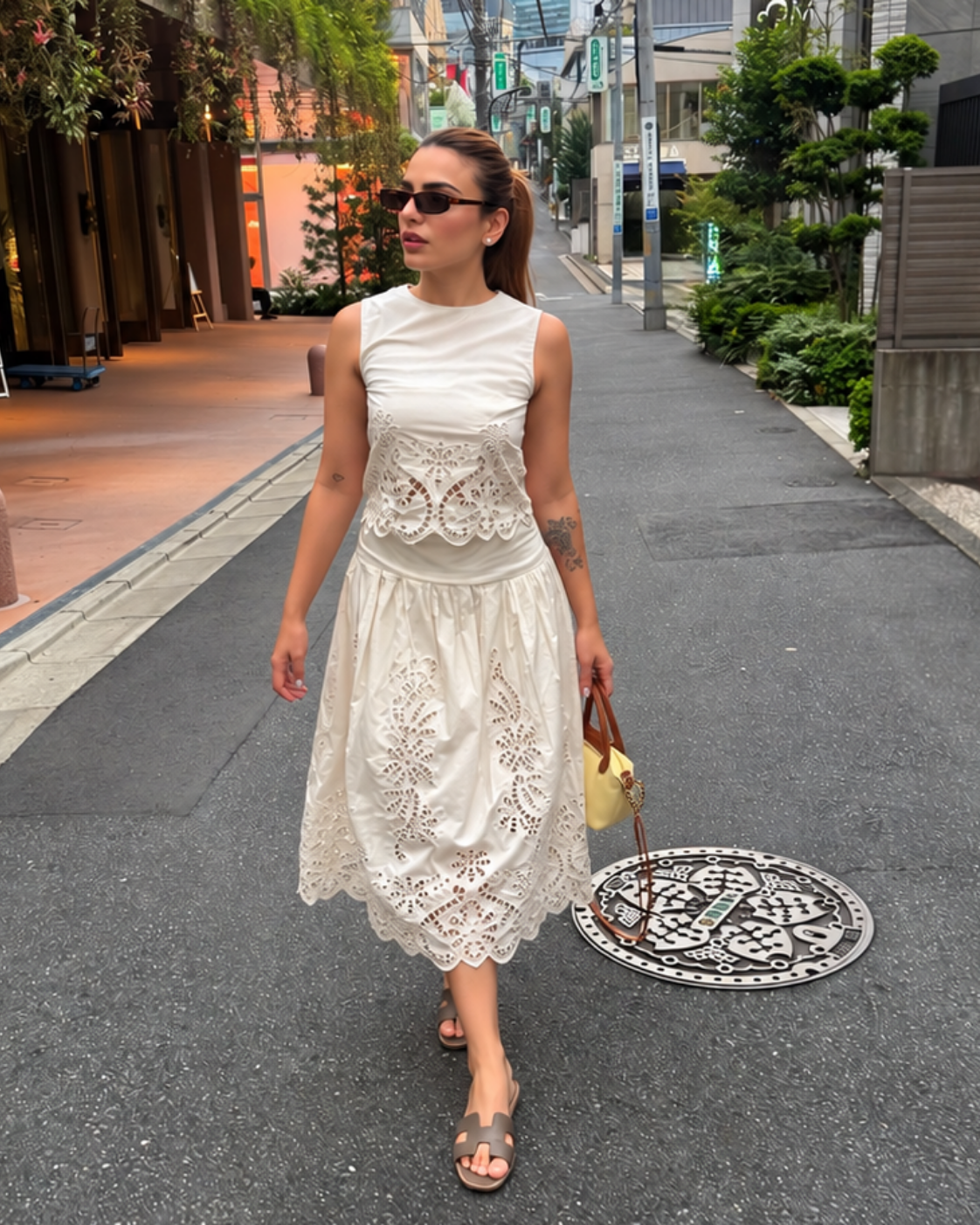 Sukriti Kakar in The Verona Ivory Cutwork Skirt Set