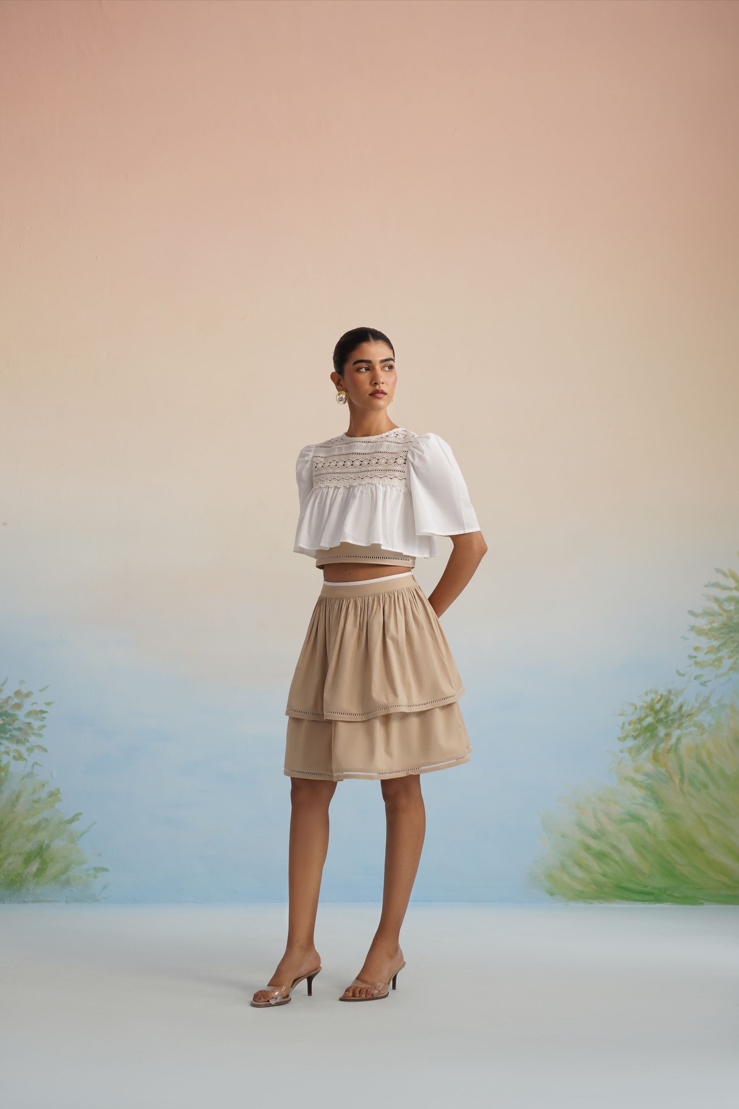 The Alabaster Lace Yoke Crop Top