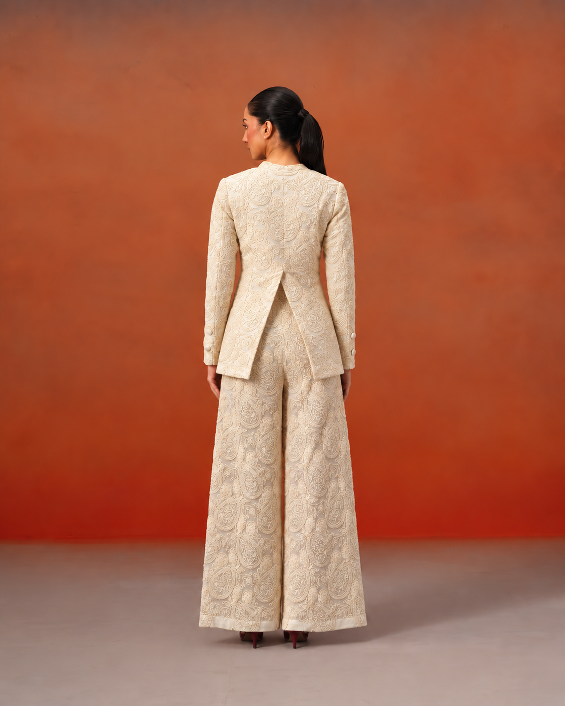 The Estelle Ivory Embroidered Blazer Set