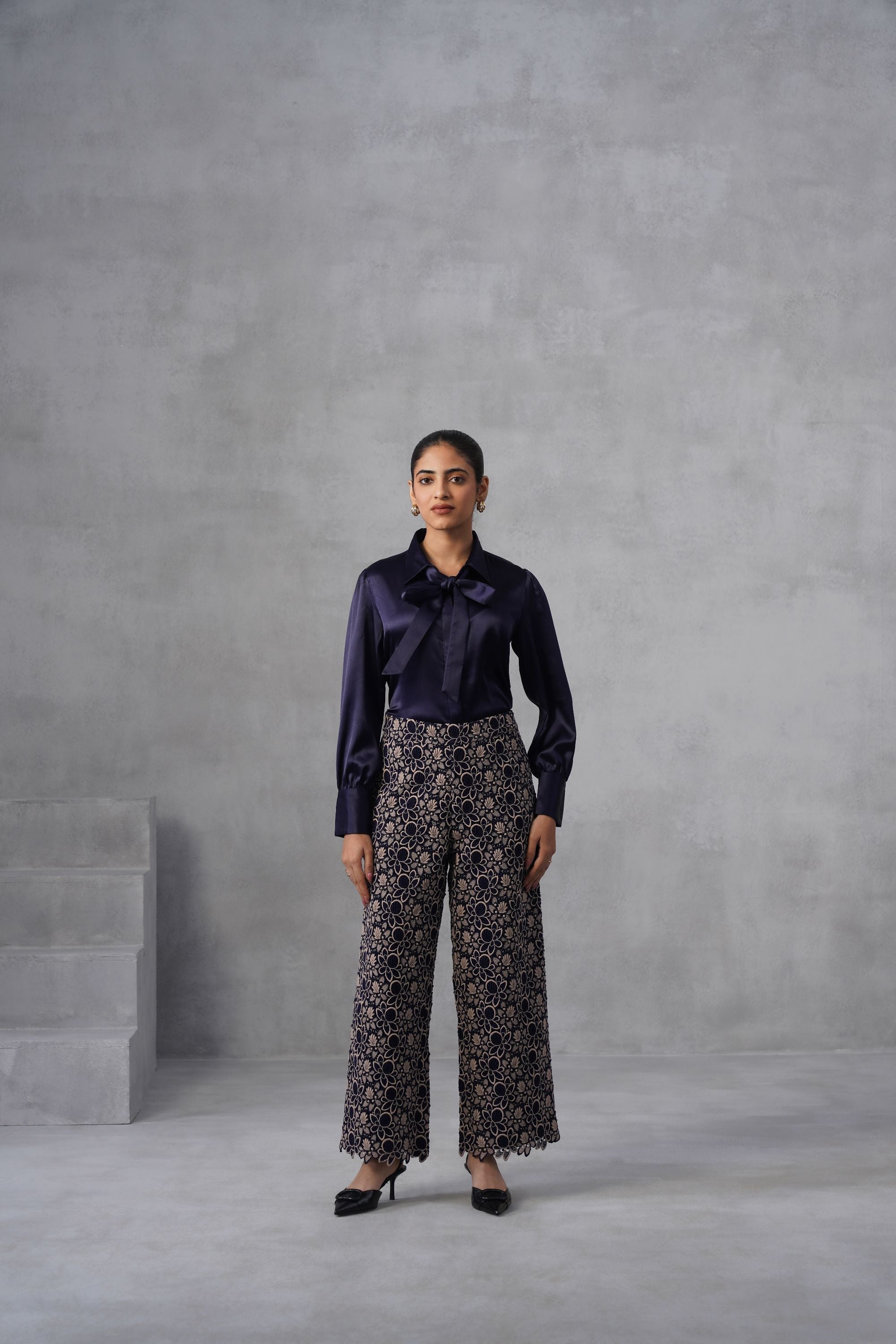 Navy Midnight-Bow Pants