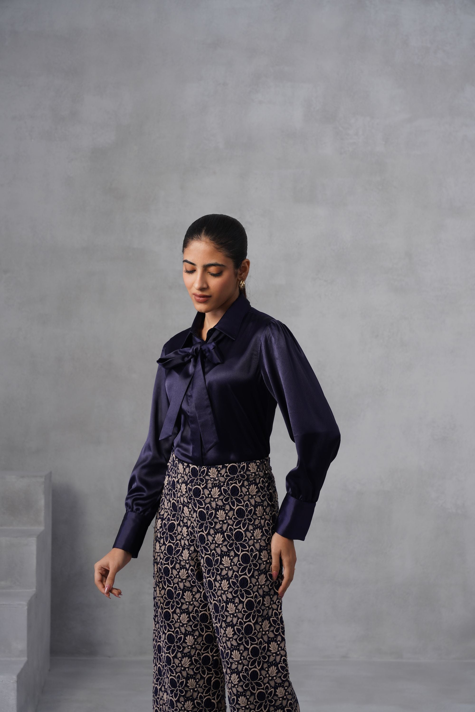 Navy Midnight-Bow Pants