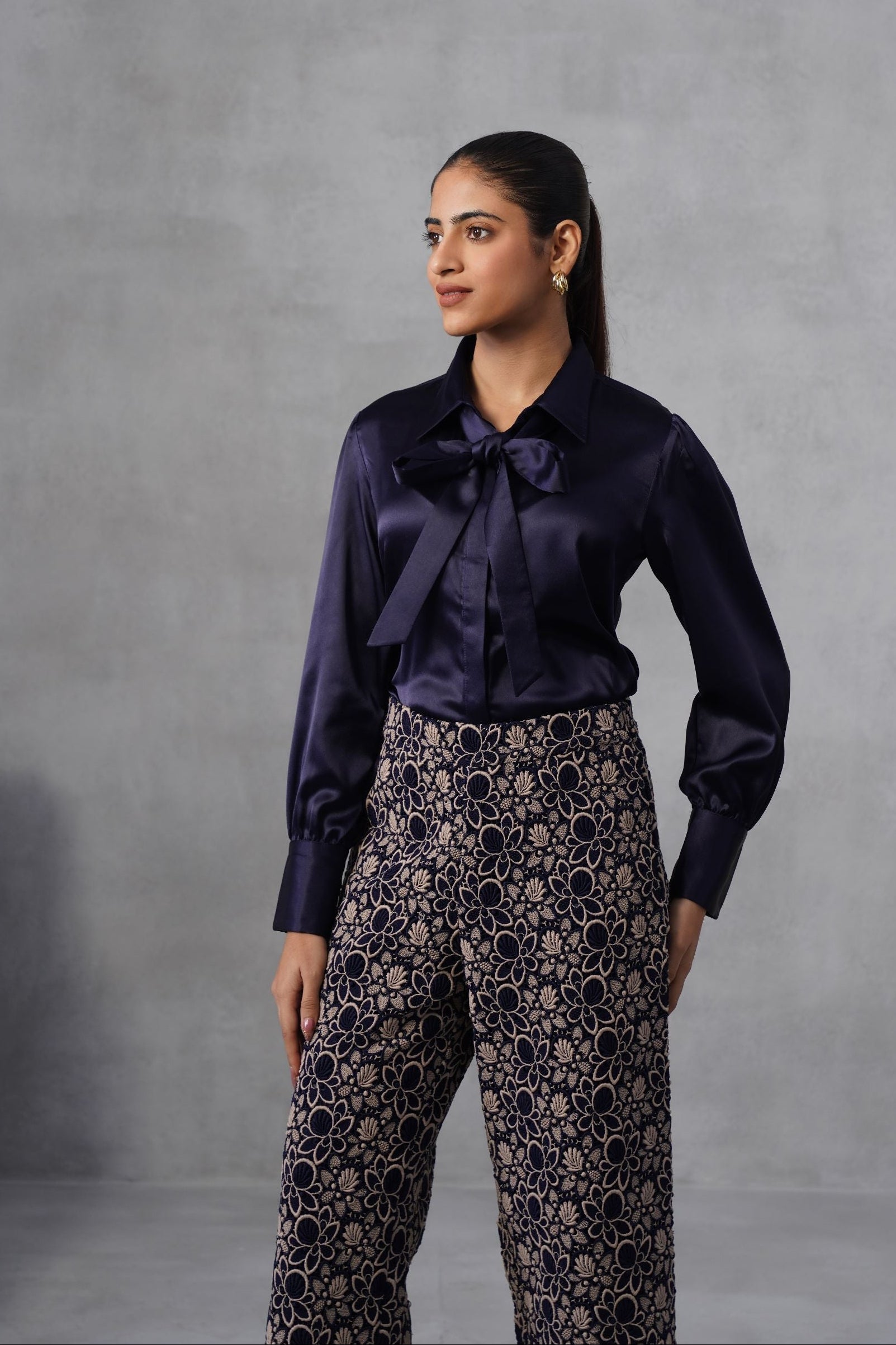 Navy Midnight-Bow Pants