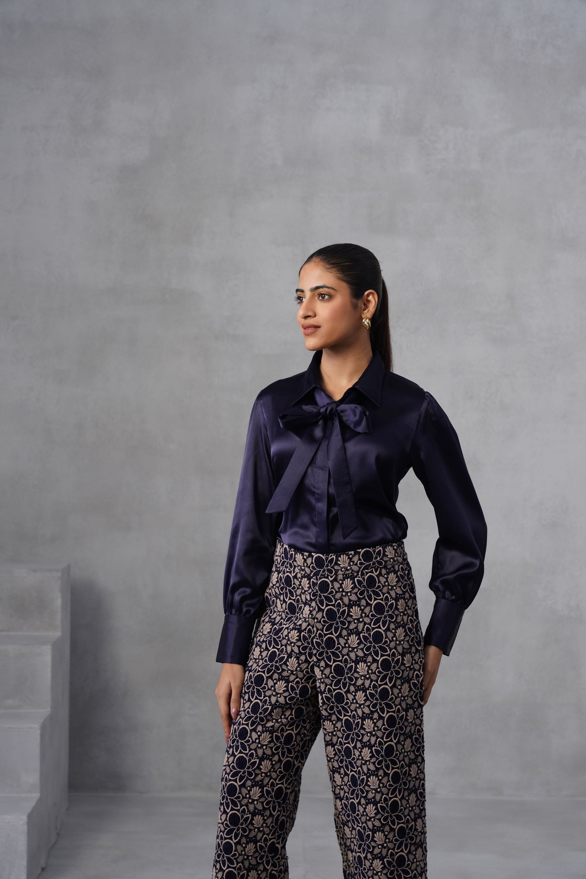 Navy Midnight-Bow Pants