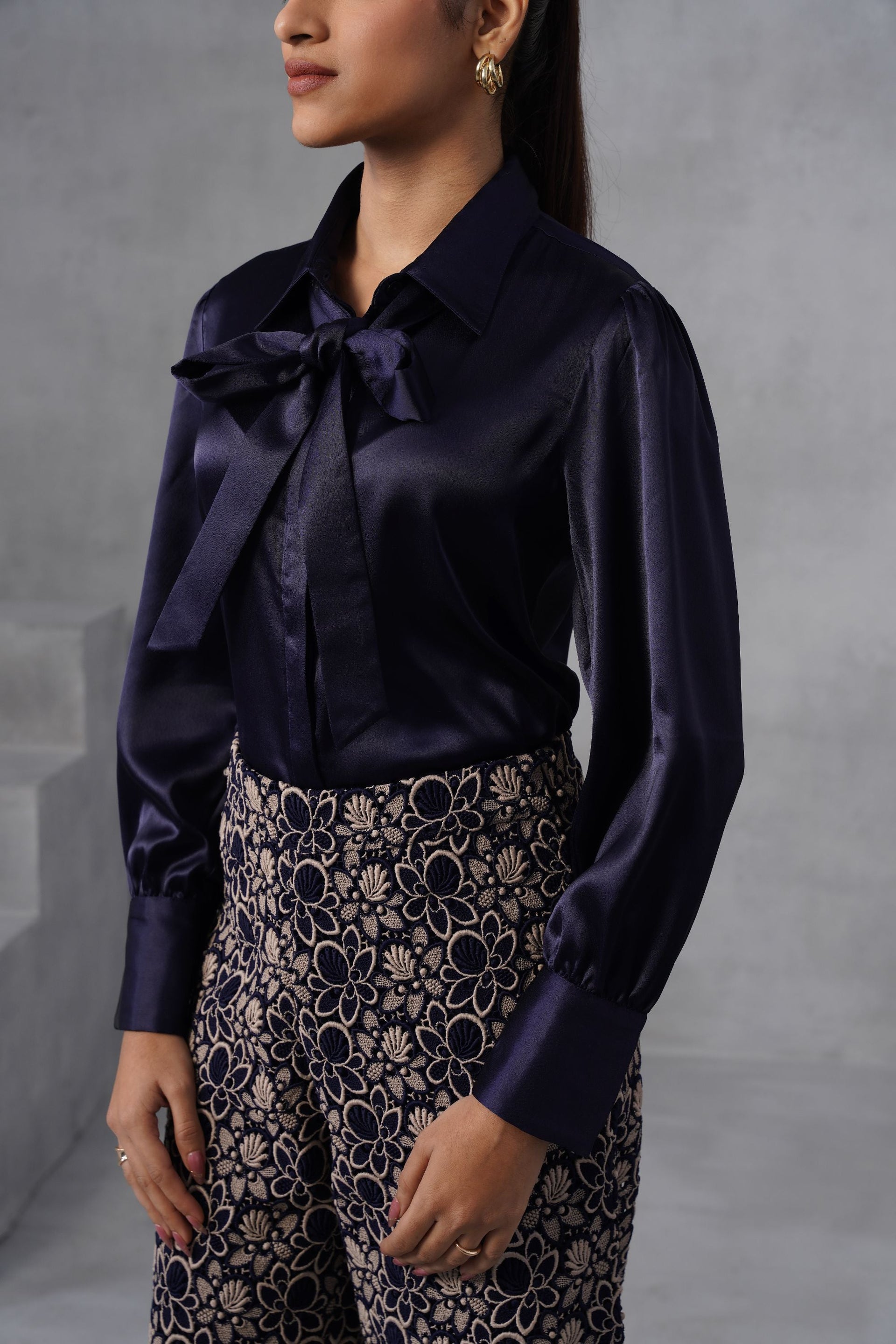 Navy Midnight-Bow Pants