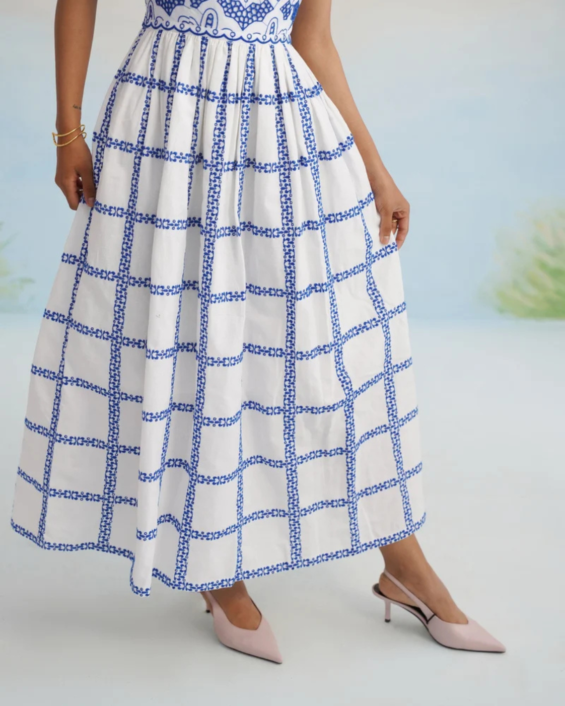 The Santorini Blue Tie-Shoulder Midi Dress
