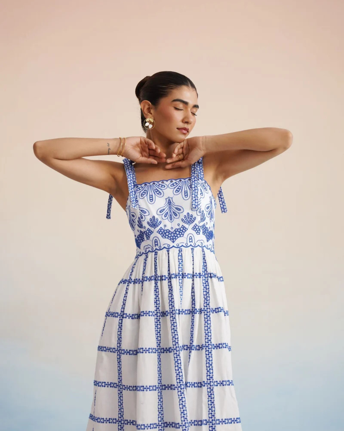 The Santorini Blue Tie-Shoulder Midi Dress