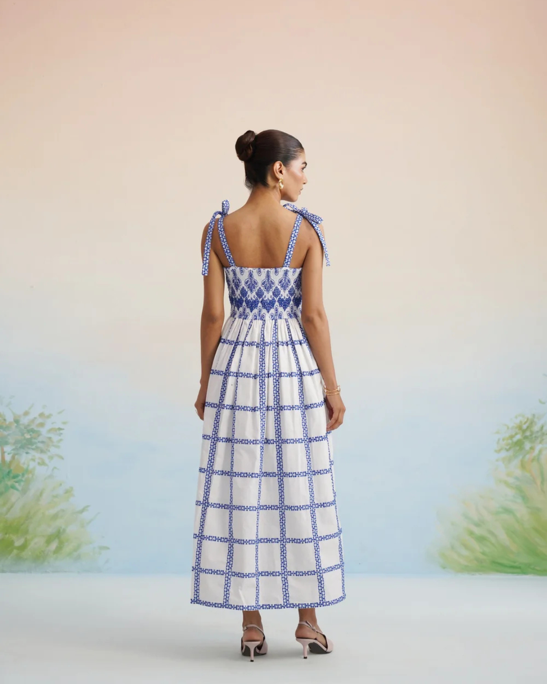 The Santorini Blue Tie-Shoulder Midi Dress