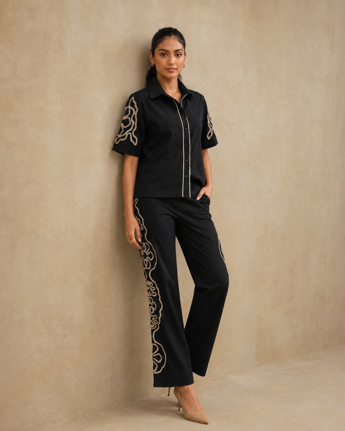 The Obsidian Embroidered Shirt & Trouser Set