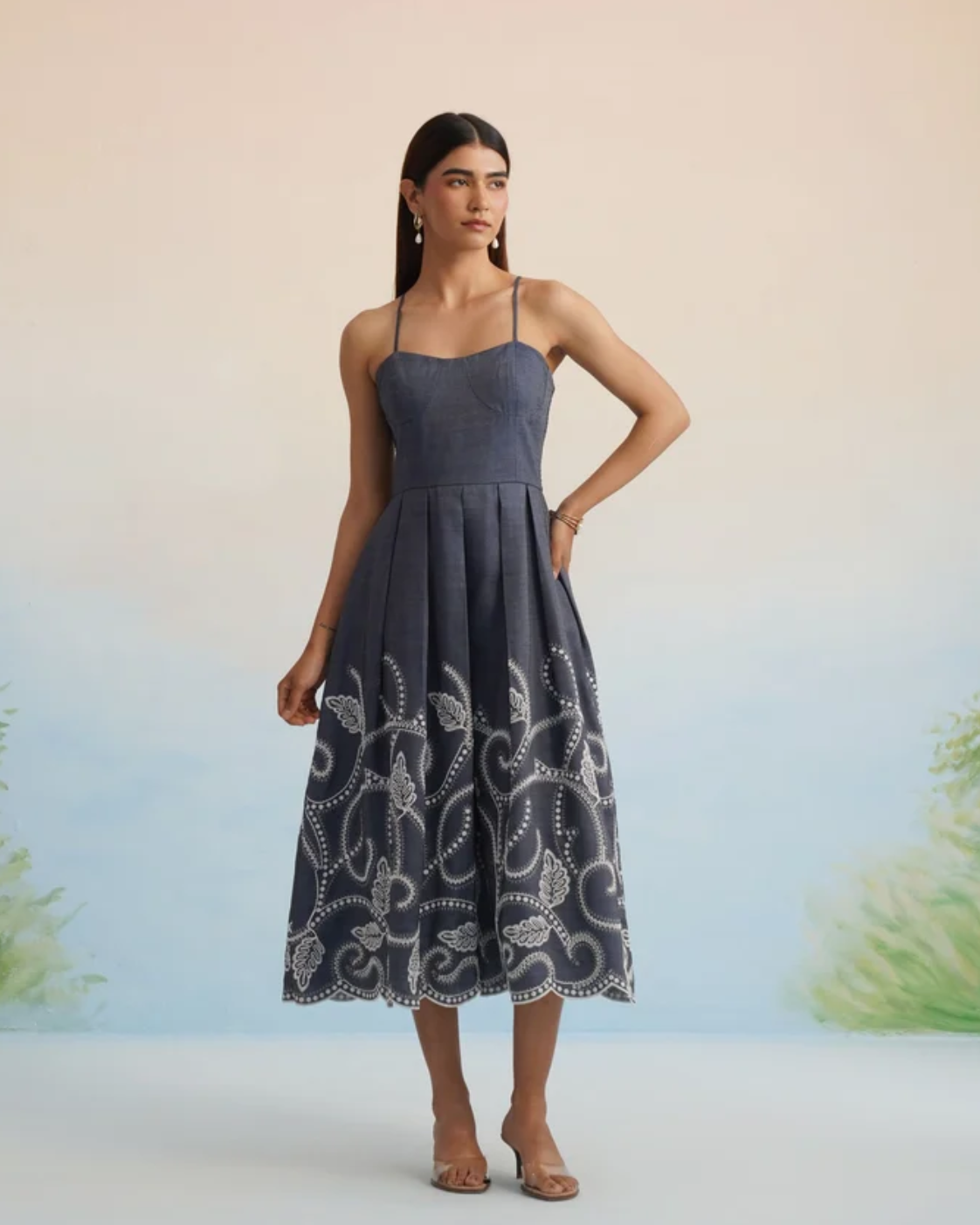 Bulevar Blossom - The Indigo Vine Embroidered Midi Dress