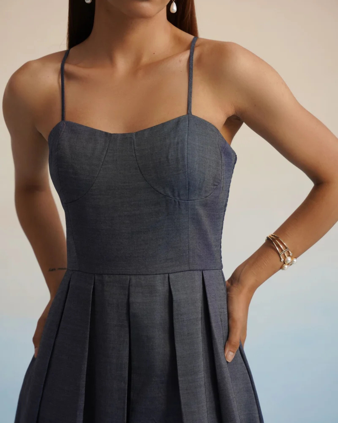 The Indigo Vine Embroidered Midi Dress