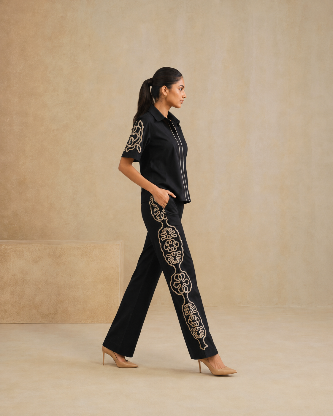 The Obsidian Embroidered Shirt & Trouser Set
