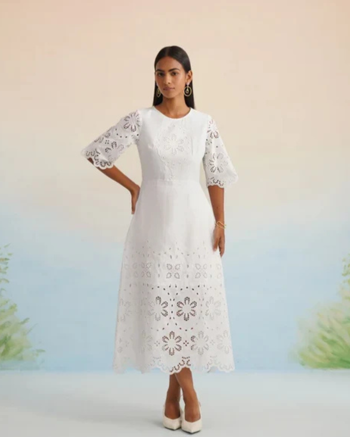 Bulevar Blossom - The Jasmine Blossom White Eyelet Midi Dress